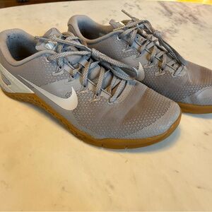 Nike Gray and White Metcon Athletic Shoes